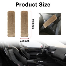 Ziciner 2 Packs Car Seatbelt Covers Shoulder Pad, Universal Soft Faux Sheepskin Shoulder Cover for Comfortable Driving, Fluffy Seat Belt Protector Help to Protect Your Neck and Shoulder (Light Brown)