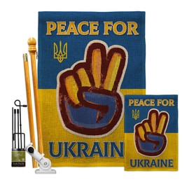 Ukraine Flag Peace Ukraine Burlap Garden House Flag Kit Support Cause Stand with Ukrainian Decoration Banner Small Yard Gift Double-Sided, Made in USA
