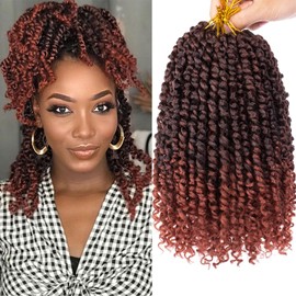 Leeven Ombre Red Pre-Twisted Passion Twist Crochet Hair 10 Inch T350#