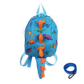 TOPWAYS Kids Dinosaur Backpack Boys Girls Toddler Rucksack, Cartoon Safety Anti-Lost Strap Rucksack with Reins, for 1-5 Years Old Toddler (Sky blue)