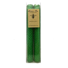 Queen Bee Natural Beeswax Glitter Candles Boxed Set of 2 - Green