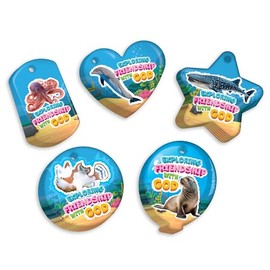 2024 Scuba Vacation Bible School (VBS) Brag Tag Value Pack. Friendship with God: 100 Tags (20 Tags for Each Design)