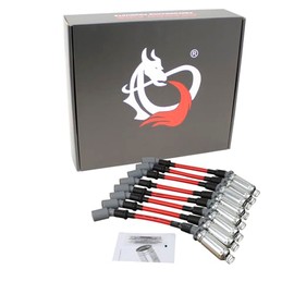 AIP Electronics Dragon FIRE Performance, cables de bujía de 10 mm compatibles con GM Chevy GMC LS1 LS2 LS3 LS6 LS7 Vortec 4.8L 5.3L 6.0L LS1 100 ohm/pie, escudete térmico OE OEM Fit PWJ256