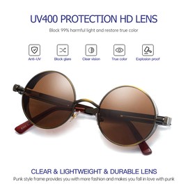 GYsnail Make the world clear Outdoor Steampunk Sunglasses For Men, Round Gothic Shades Women, Fashion Cool Protective Eyewear