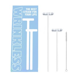 Anti Wrinkle Glass Straw Set - 1 for 40oz tumbler and 1 for 16oz cup + 1 cleaning brush