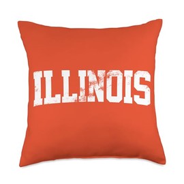 Retro Illinois Tee Vintage Illinois Orange Classic Throwback Throw Pillow