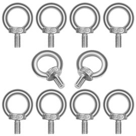 M8 Lifting Eye Bolt 10Pcs, JatilEr 304 Stainless Steel Lifting Ring Eye Bolts Hardware Eye Nut, Ring Shape Eyebolts Male Thread Ring Screw for Living Lifting and Various Engineering Lifting Equipment