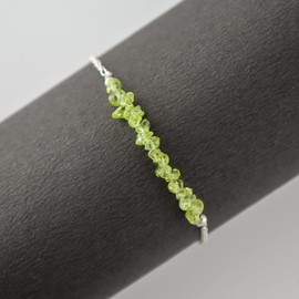 Natural Peridot Gemstone Chips Beads Bar Bracelet for Women, Crystal Gems Healing Bracelets, Chakra Stone Bead Bracelets, Yoga Stone Beads Bracelets Meditation