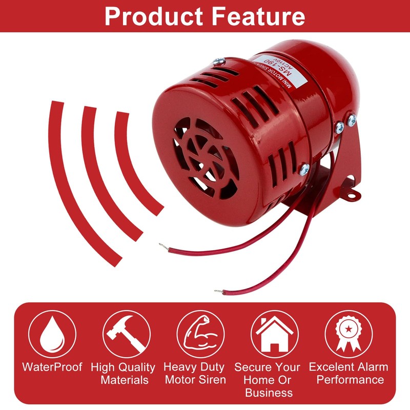 S SYDIEN Motor Siren Red 1Pc AC 110V 114dB Industry