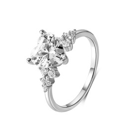 Heart Engagement Rings Promise Ring Cubic Zirconia Wedding Eternity Bands 18K White Gold Plated Cubic Zirconia for Women Size 9