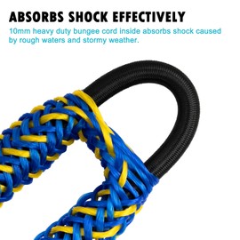 Obcursco - Línea de muelle elástica con doble clip de acero inoxidable 316, cuerda de acoplamiento amortiguador de barco para PWC, accesorios de barco para Waverunner, Seadoo, Kayak, paquete de 2