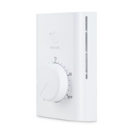 Stelpro Double-Pole Line Voltage Mechanical Wall Thermostat – 22A (120–277V), Durable Plastic Housing, Adjustable Dial, Non‑Programmable, 50–90°F Range (SWT2F) – White