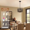 Sigaitwei 3-Light Dining Room Chandelier，12.6" Rustic Black Drum Chandeliers，Wood Grain