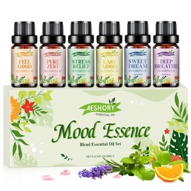 Essential Oils Blend Set,Essential Oils for Diffusers for Home,Stress Relief, Sweet Dream,Deep Breathe,Relax, Air Freshening,Aromatherapy Gifts for Women,DIY Candle Making,Humidifiers, Massage(6x10ml)