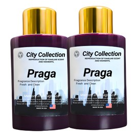 Mystic Romance Praga Aroma Oil Blend Pack of 2 Plastic Purple Bottle 120ml, City Collection, Diffuser Aroma Oil Blends, Waterless Diffuser Oil, Made in USA (Pack of Two 120ml, Praga)
