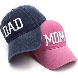 EIVA Gorra de Papa y Mama, Sombrero para mamá y papá, Gorras de béisbol, Gorras para Parejas, Juego de 2 Gorras de béisbol Ajustables Bordadas para mamá y papá