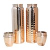 Set of Plain and Hammered Copper Water Bottle Thermos, 850