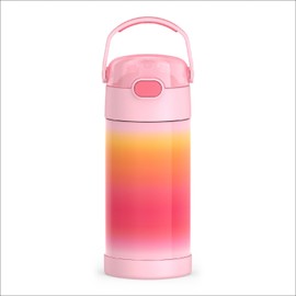 THERMOS - Termo de acero inoxidable Funtainer para niños, con sorbete, aislamiento al vacío y tapa, 355 ml, color rosado degradé