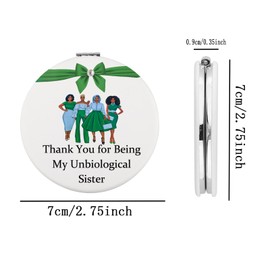 BEKECH Links Incorporated Paraphernalia Compact Mirror Green and White Sorority Gift Links Sorority Sister Makeup Mirror (Thank You for Being My Unbiological Sister)
