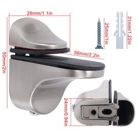 Zliger Pack of 6 Glass Shelf Brackets, Glass Shelf Brackets, Wall Brackets, Glass Holder, Zinc Alloy, Adjustable Shelf Brackets, Glass Shelf Support Holder for Bathroom
