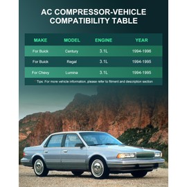 SCITOO AC Compressor for 1994-1997 for Buick Century Regal for Chevy Lumina Lumina APV Carlo Monte Carlo S10 for GMC Sonoma for Oldsmobile Cutlass Ciera Cruiser Supreme 2.2L 3.1L 3.4L