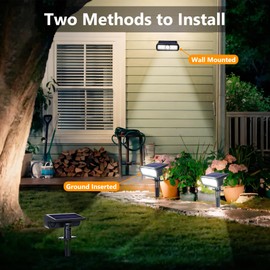 Toodour Solar Spot Lights Outdoor, 2 Pack Solar Christmas Lights Outdoor with 2 Modes, Waterproof Solar Powered Flood Lights Landscape Lighting for Yard Garden Pathway Walkway Xmas Decor - Cool White