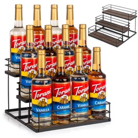 kimilus 12 Bottle Capacity Coffee Syrup Organizer 3 Tier Coffee Syrup Stand Shelf for Coffee Bar Kitchen Small Wine Rack for Bar Family Storage for Syrup Wine Dressing