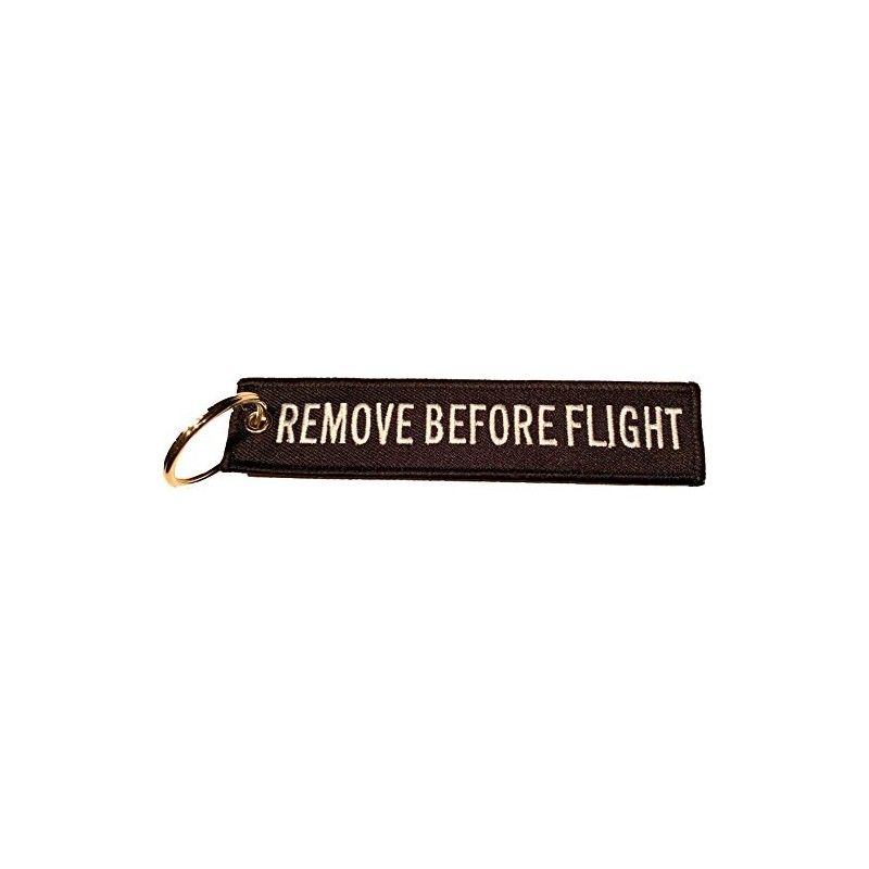 Remove Before Flight Double Sided Embroidered Fabric Keychain Ring Key