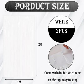 2pcs White Glitter Tinsel Curtains Foil Curtain Backdrop,3.2x6.5ft Macaron Curtain Party Foil Door Curtain Fringe Curtains Tassel Tinsel Backdrop for Birthday Disco Chirsmas Party Decorations