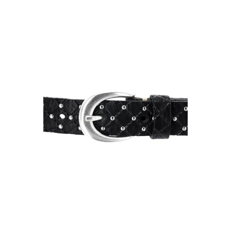 B.Belt Lilou Leather Rivet Belt, black