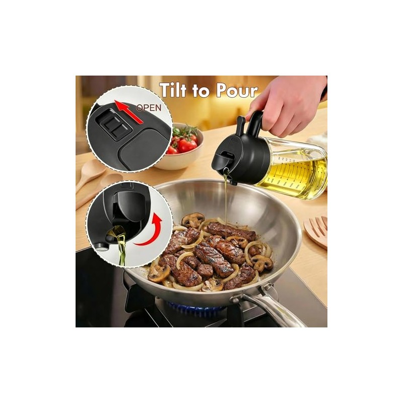 Poshetion 2-in-1 Olive Oil Sprayer - 16oz Leak-Proof Dispenser