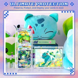 Vertical Booklet Magnetic Card Holder 2-Pack – One Touch 175PT Trading Card Case with Dual Magnet, UV & Acid-Free Acrylic – Fits Semi Rigid Sleeves, Baseball & Playing Cards