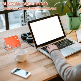 thirei 2 Pieces Business Card Holders, Name Cards Stand Organizer, Metal Business Cards Stand, Business Card Holder Desktop, for Storing or Displaying Business Cards, Silver