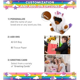 DolliBu Black Bear Unicorn Plush Stuffed Animal Toy - Super Soft BearCorn Dress Up with Removable Plush Unicorn Outfit, Cute Fantasy Wildlife Gift with Name Personalization - 6.5 Inches