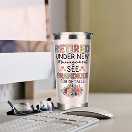 Fatbaby Retired Tumbler Gifts For Women, Retired Under New Management See Grandkids For Details Coffee Tumbler, Funny Happy Retirement Gift Cup For Grandma Women 20 Oz