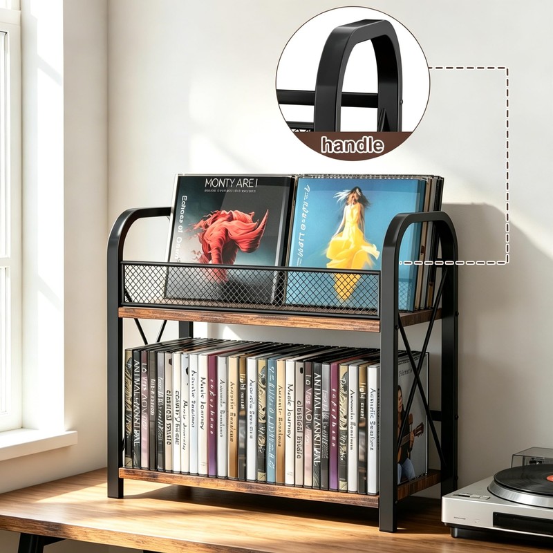CILXGQLN 2-Tier CD Storage, Wood CD Holder, Compact CD Organizer