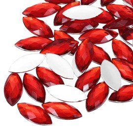 sourcing map 30 Pcs Acrylic Horse Eye Gems, Red Rhinestones 20x9mm Flat Back Gems Flat Back Crystal Rhinestones Bulk Gems for Crafting Rhinestones for Clothes Crafting Bedazzling Nails