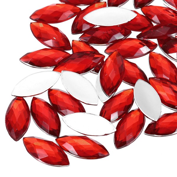 sourcing map 30 Pcs Acrylic Horse Eye Gems, Red Rhinestones