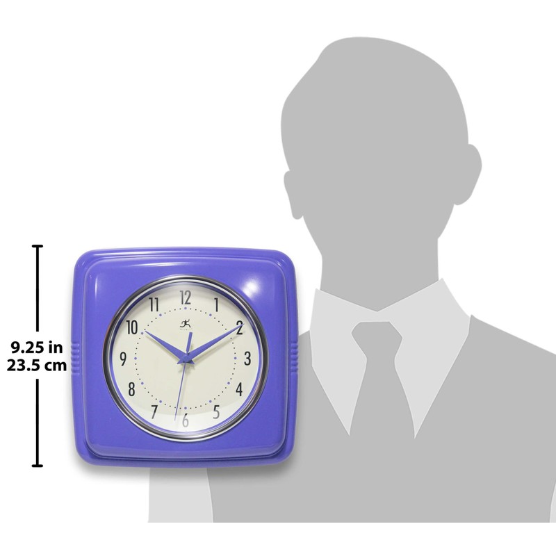 Infinity Instruments 9 Inch Square Clock - Retro Wall Clock