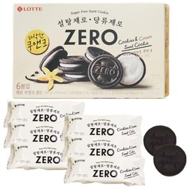 Lo-tte Zero Cookies & Cream Sandwich Cookie 288g - Sugar Free & Snacks, Zero Sugar - Low Carb, Ideal Snack - Classic Cookies and Cream Flavor