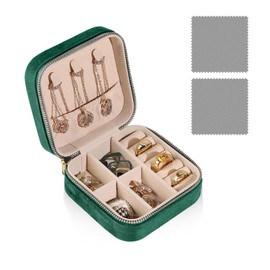 MEMOFYND 1 x travel jewellery box with 2 polishing cloths, jewellery storage box, small jewellery box, mini jewellery storage box, children's jewellery box, can hold rings, earrings, necklaces