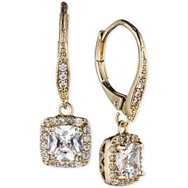 Anne Klein Flawless Goldtone and Cubic Zirconia Leverback Drop Earrings