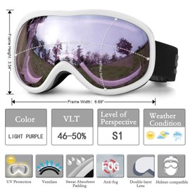 SPOSUNE Ski Goggles 100% UV400 Protection Skiing Goggle with Anti-Fog Spherical Dual Lens,OTG Snow Snowboard Goggles for Men Women Youth,Helmet Compatible Windproof Impact Resistant