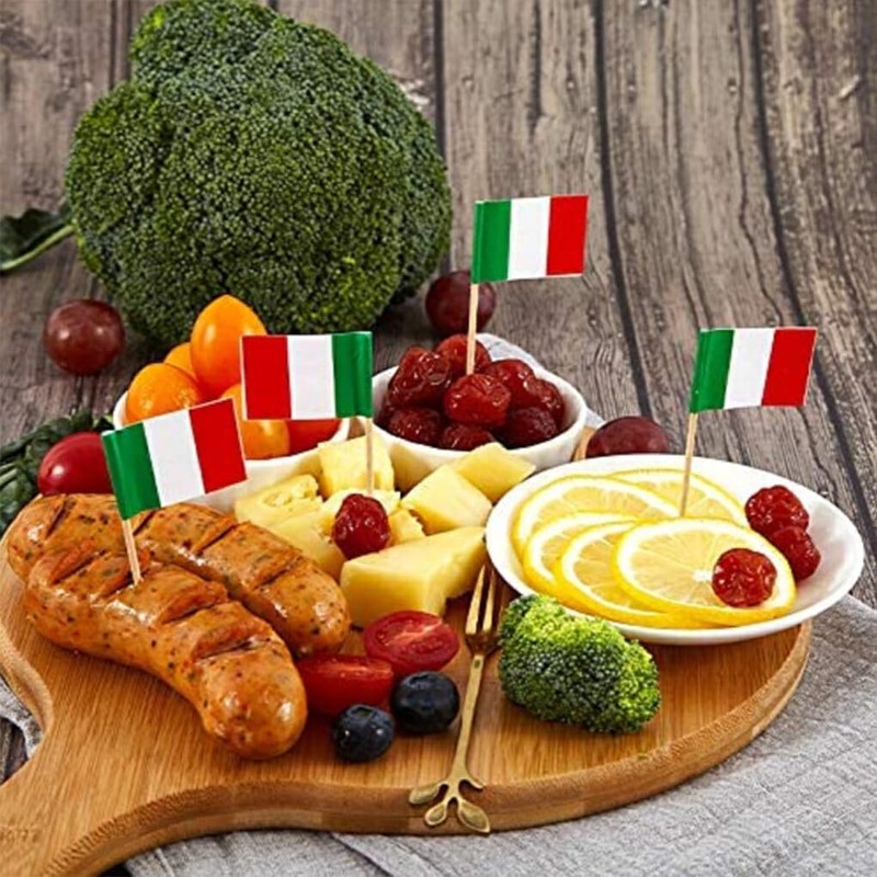100x Italy Flag Toothpick Decors Versatile Decoration Solution Made with