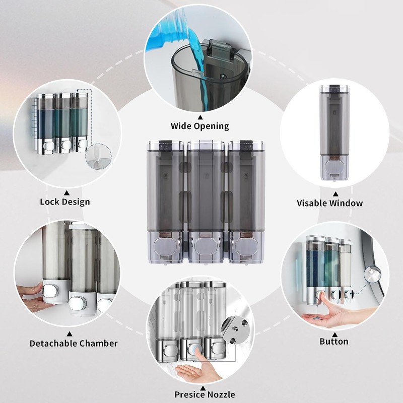 Wall-mounted automatic soap dispenser for Shampoo, hand Soap, Toothpaste, and