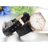 JewelryWe Charming Men's Dress Watch Rorse Gold-Tone Dial Black Leather