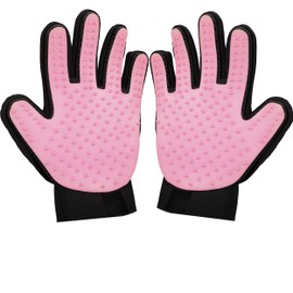Zenify Cat Hair Remover Grooming Glove Mitt for Deshedding Fur from Cats, Kittens, Rabbits, Guinea Pigs (Light Pink - 2 Pack)