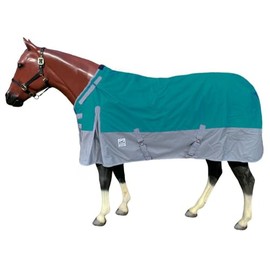 Rugged Ride 1200 Denier Waterproof Adjustable Neck Turnout Blanket - with Grey Skirt -200 gram Fill