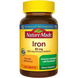 Nature Made Iron 65 mg (from Ferrous Sulfate) Tablets for Red Blood Cell Formation, 365 ct.