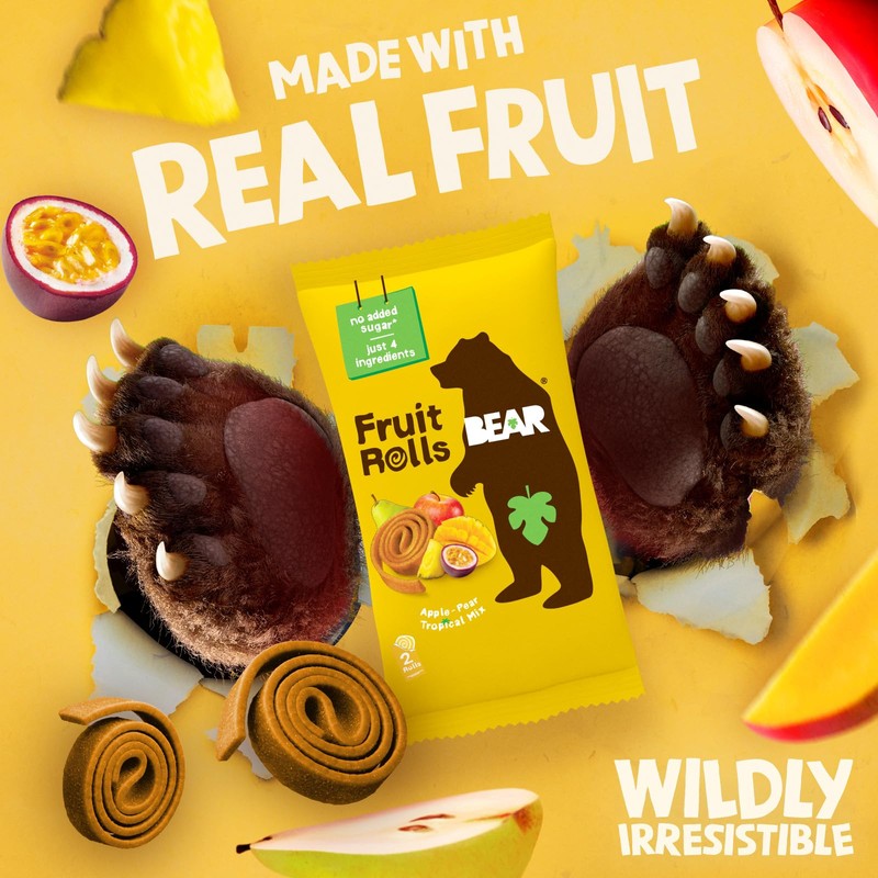 BEAR Real Fruit Snack Rolls - Gluten Free, Vegan, and